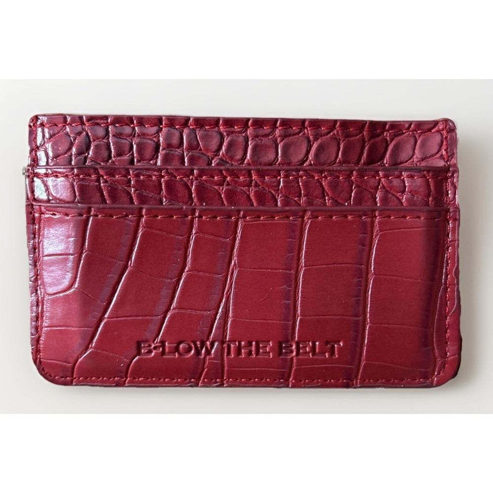 B LOW THE BELT Red Pebbled Leather WRISTLET or CLUTCH Black Trim NEW